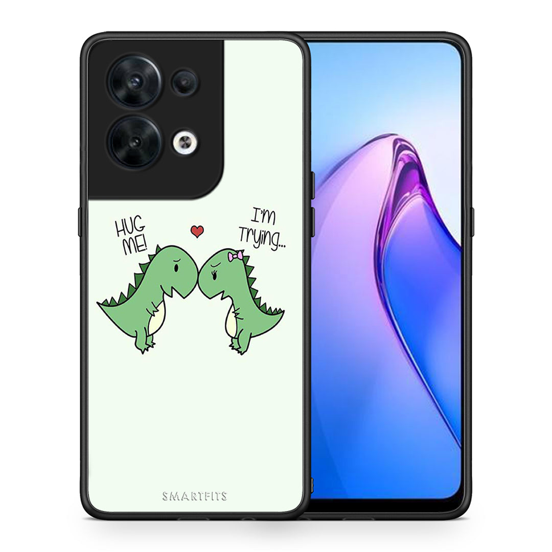 Θήκη Oppo Reno8 5G Valentine Rex από τη Smartfits με σχέδιο στο πίσω μέρος και μαύρο περίβλημα | Oppo Reno8 5G Valentine Rex Case with Colorful Back and Black Bezels