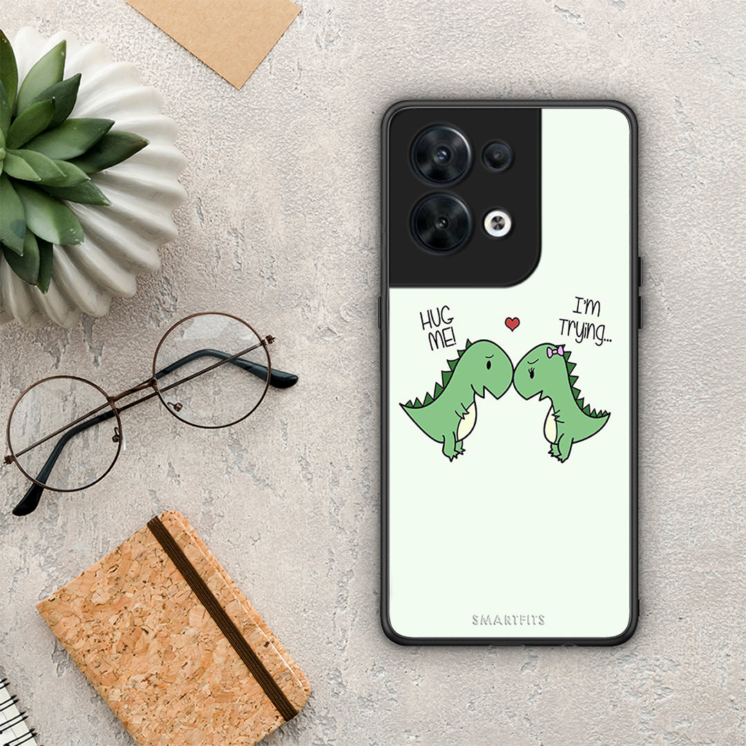 Θήκη Oppo Reno8 5G Valentine Rex από τη Smartfits με σχέδιο στο πίσω μέρος και μαύρο περίβλημα | Oppo Reno8 5G Valentine Rex Case with Colorful Back and Black Bezels