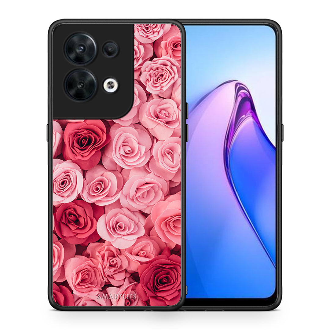 Θήκη Oppo Reno8 5G Valentine RoseGarden από τη Smartfits με σχέδιο στο πίσω μέρος και μαύρο περίβλημα | Oppo Reno8 5G Valentine RoseGarden Case with Colorful Back and Black Bezels