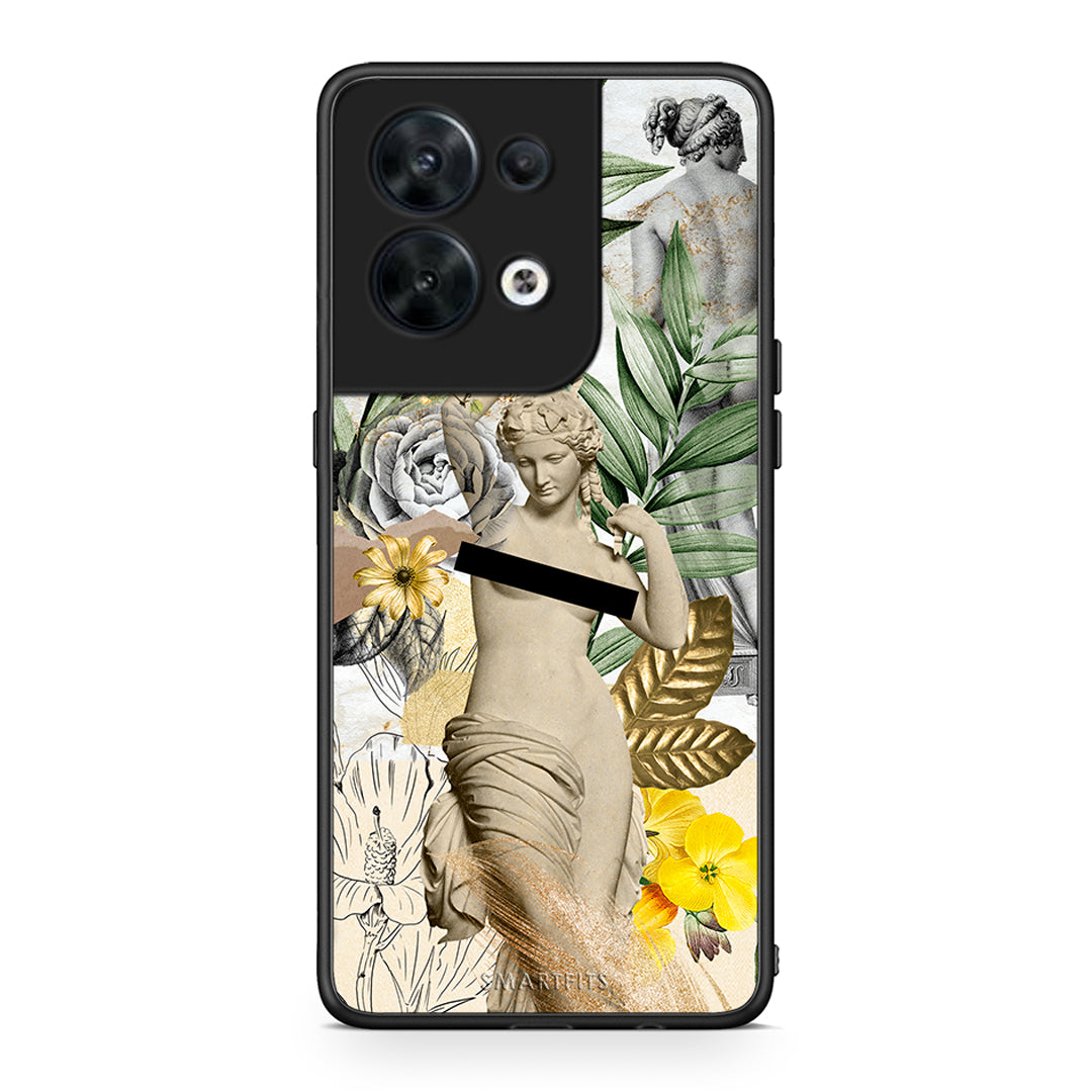 Θήκη Oppo Reno8 5G Woman Statue από τη Smartfits με σχέδιο στο πίσω μέρος και μαύρο περίβλημα | Oppo Reno8 5G Woman Statue Case with Colorful Back and Black Bezels