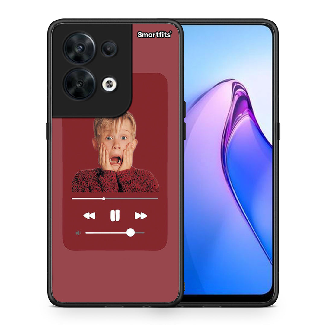 Θήκη Oppo Reno8 5G Xmas Alone Music από τη Smartfits με σχέδιο στο πίσω μέρος και μαύρο περίβλημα | Oppo Reno8 5G Xmas Alone Music Case with Colorful Back and Black Bezels