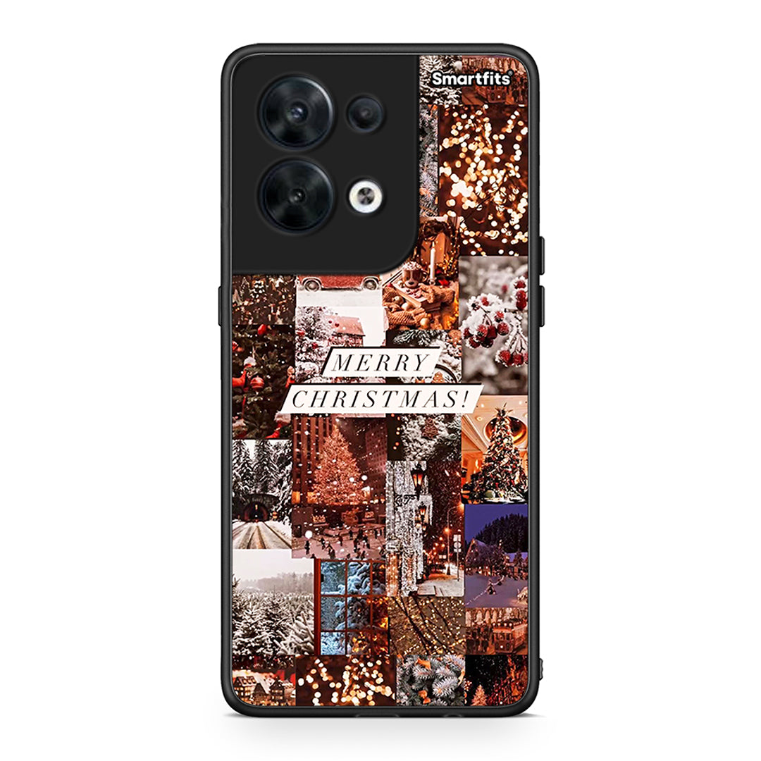 Θήκη Oppo Reno8 5G Xmas Collage από τη Smartfits με σχέδιο στο πίσω μέρος και μαύρο περίβλημα | Oppo Reno8 5G Xmas Collage Case with Colorful Back and Black Bezels