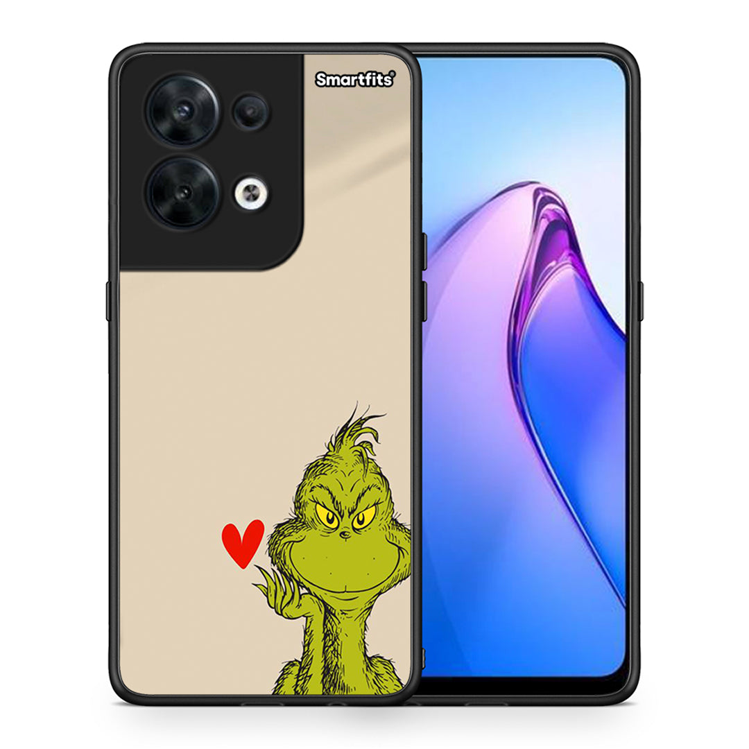 Θήκη Oppo Reno8 5G Xmas Grinch από τη Smartfits με σχέδιο στο πίσω μέρος και μαύρο περίβλημα | Oppo Reno8 5G Xmas Grinch Case with Colorful Back and Black Bezels