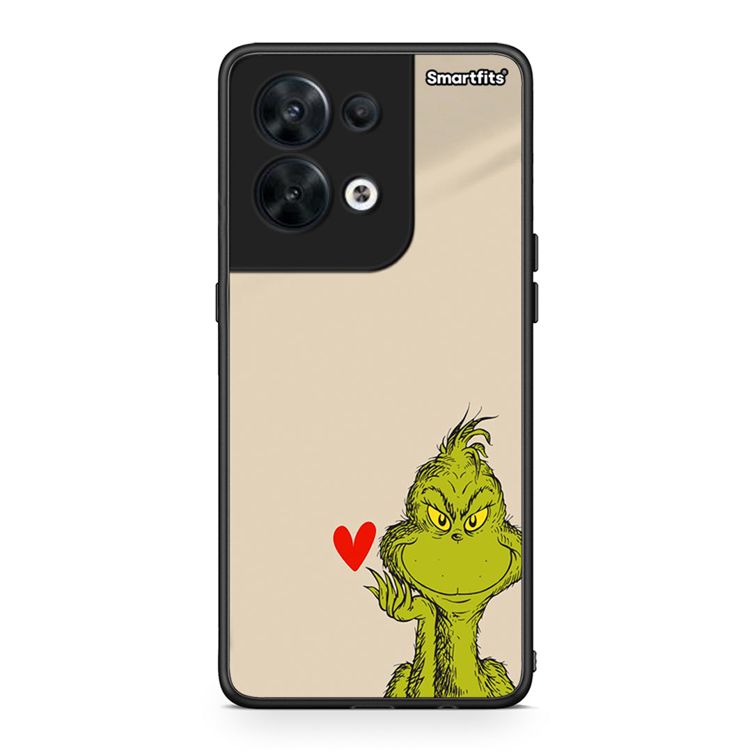 Θήκη Oppo Reno8 5G Xmas Grinch από τη Smartfits με σχέδιο στο πίσω μέρος και μαύρο περίβλημα | Oppo Reno8 5G Xmas Grinch Case with Colorful Back and Black Bezels