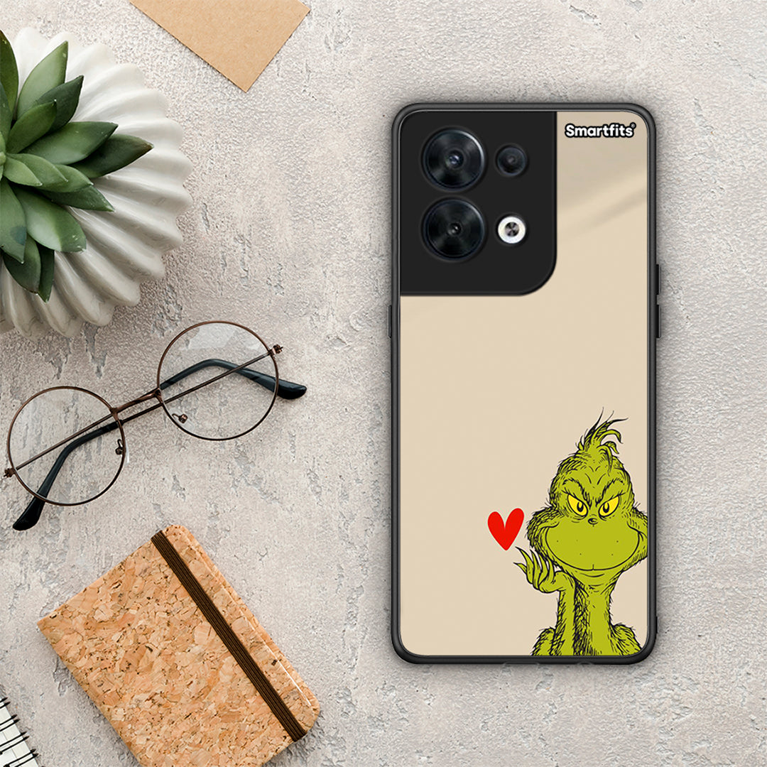 Θήκη Oppo Reno8 5G Xmas Grinch από τη Smartfits με σχέδιο στο πίσω μέρος και μαύρο περίβλημα | Oppo Reno8 5G Xmas Grinch Case with Colorful Back and Black Bezels