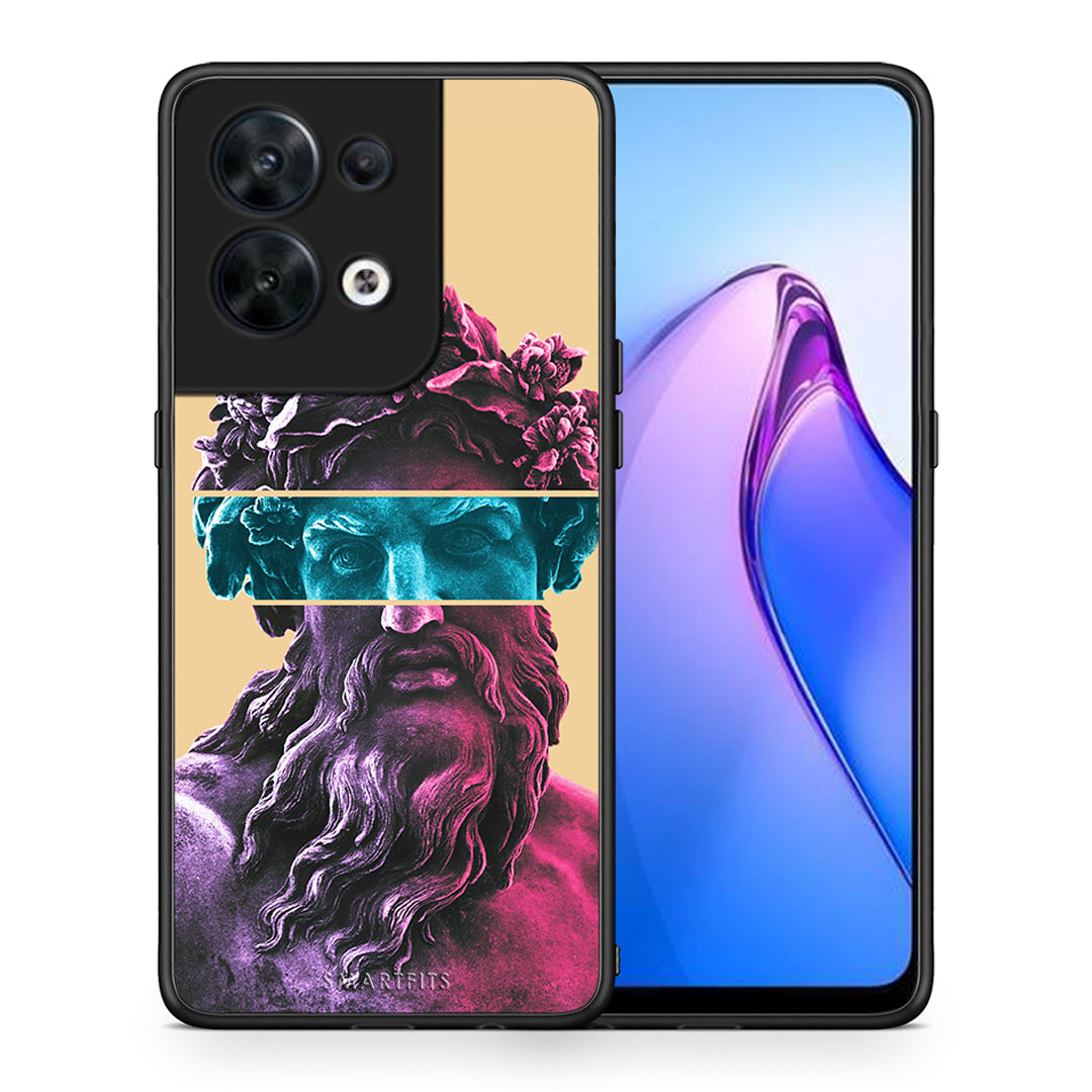 Θήκη Oppo Reno8 5G Zeus Art από τη Smartfits με σχέδιο στο πίσω μέρος και μαύρο περίβλημα | Oppo Reno8 5G Zeus Art Case with Colorful Back and Black Bezels