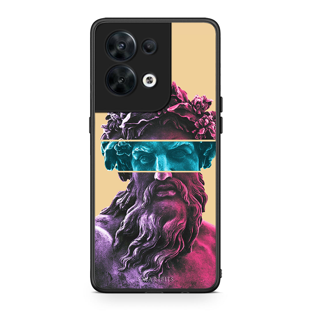 Θήκη Oppo Reno8 5G Zeus Art από τη Smartfits με σχέδιο στο πίσω μέρος και μαύρο περίβλημα | Oppo Reno8 5G Zeus Art Case with Colorful Back and Black Bezels