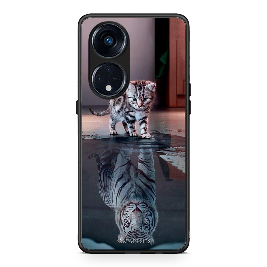 Θήκη Oppo Reno8T 5G / A98 Cute Tiger από τη Smartfits με σχέδιο στο πίσω μέρος και μαύρο περίβλημα | Oppo Reno8T 5G / A98 Cute Tiger Case with Colorful Back and Black Bezels