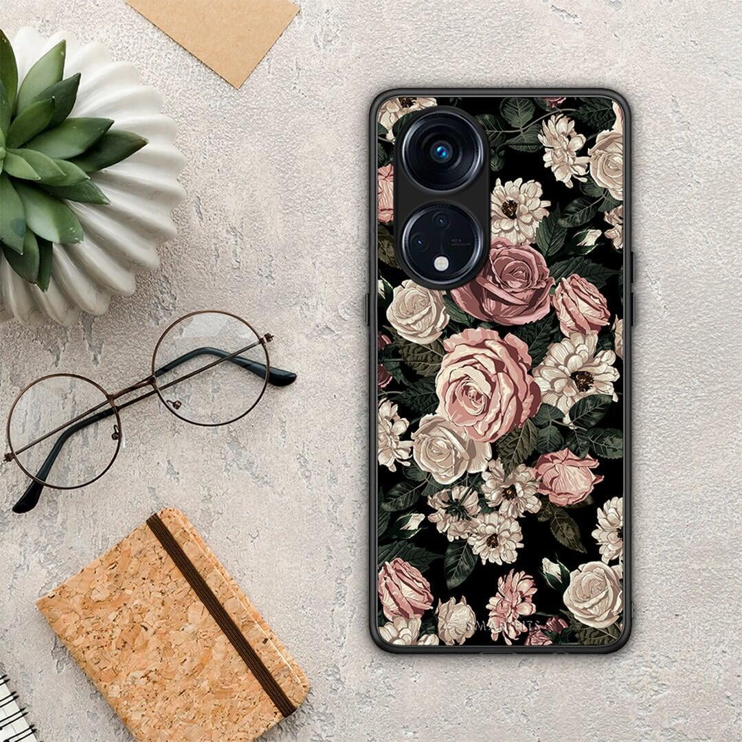 Θήκη Oppo Reno8T 5G / A98 Flower Wild Roses από τη Smartfits με σχέδιο στο πίσω μέρος και μαύρο περίβλημα | Oppo Reno8T 5G / A98 Flower Wild Roses Case with Colorful Back and Black Bezels