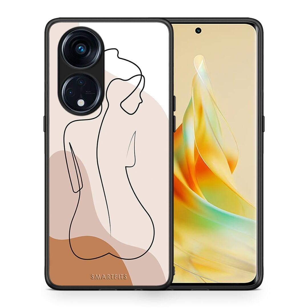 Θήκη Oppo Reno8T 5G / A1 Pro LineArt Woman από τη Smartfits με σχέδιο στο πίσω μέρος και μαύρο περίβλημα | Oppo Reno8T 5G / A1 Pro LineArt Woman Case with Colorful Back and Black Bezels