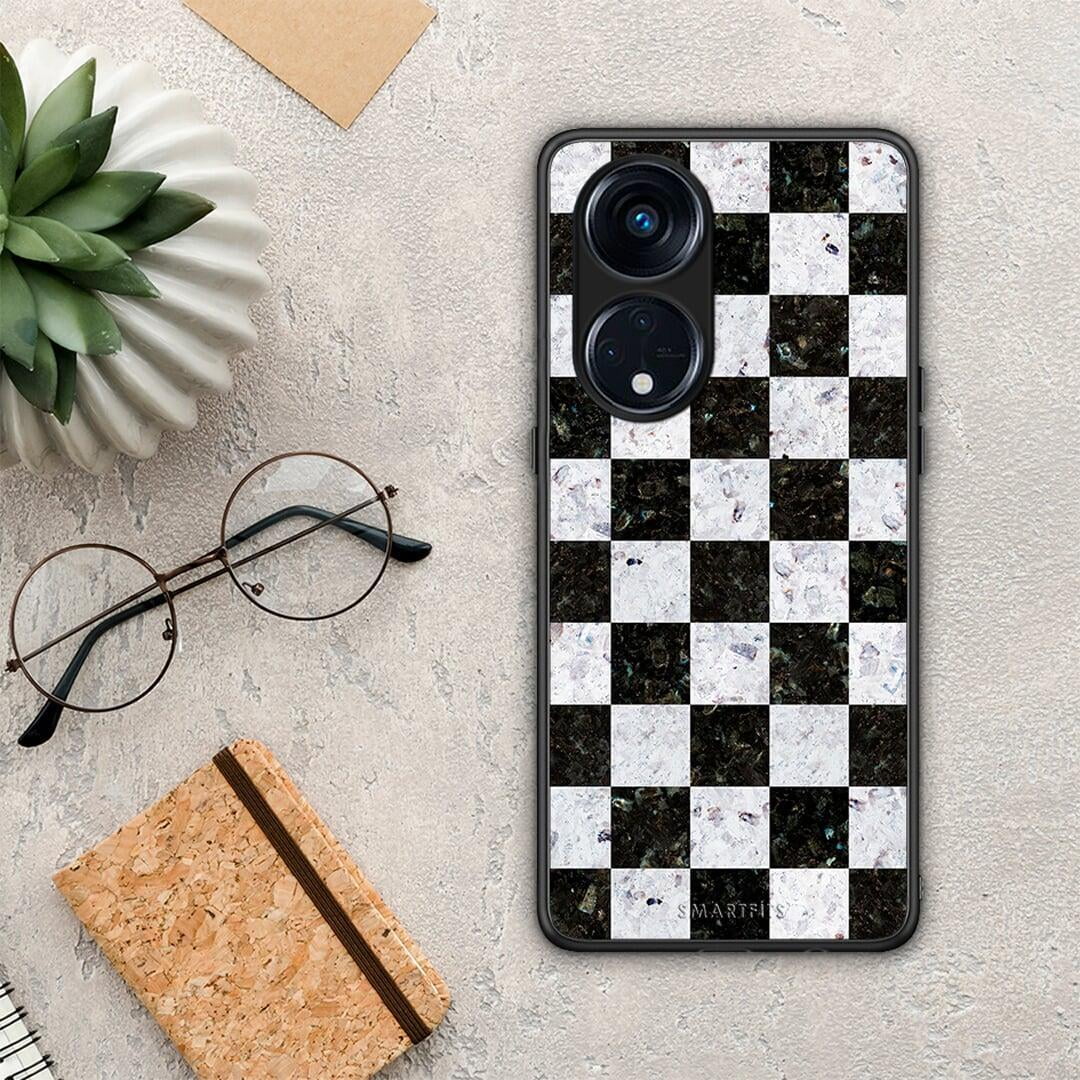 Θήκη Oppo Reno8T 5G / A98 Marble Square Geometric από τη Smartfits με σχέδιο στο πίσω μέρος και μαύρο περίβλημα | Oppo Reno8T 5G / A98 Marble Square Geometric Case with Colorful Back and Black Bezels