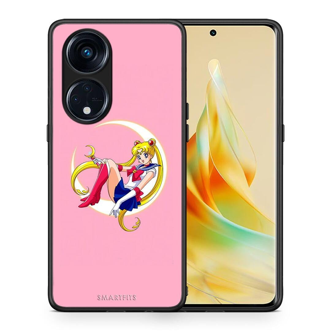 Θήκη Oppo Reno8T 5G / A98 Moon Girl από τη Smartfits με σχέδιο στο πίσω μέρος και μαύρο περίβλημα | Oppo Reno8T 5G / A98 Moon Girl Case with Colorful Back and Black Bezels