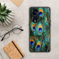 Thumbnail for Θήκη Oppo Reno8T 5G / A98 Real Peacock Feathers από τη Smartfits με σχέδιο στο πίσω μέρος και μαύρο περίβλημα | Oppo Reno8T 5G / A98 Real Peacock Feathers Case with Colorful Back and Black Bezels