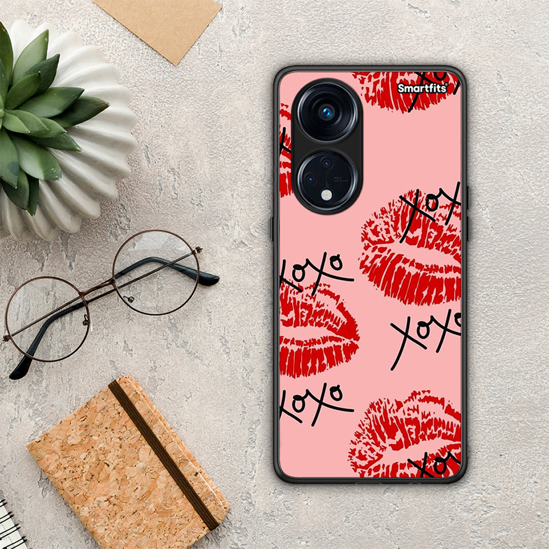 Θήκη Oppo Reno8T 5G / A1 Pro XOXO Lips από τη Smartfits με σχέδιο στο πίσω μέρος και μαύρο περίβλημα | Oppo Reno8T 5G / A1 Pro XOXO Lips Case with Colorful Back and Black Bezels