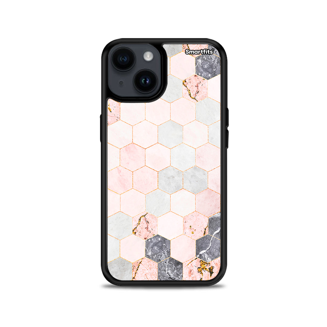 Marble Hexagon Pink - iPhone 15 Plus case