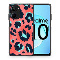 Thumbnail for Θήκη Realme 10 Animal Pink Leopard από τη Smartfits με σχέδιο στο πίσω μέρος και μαύρο περίβλημα | Realme 10 Animal Pink Leopard Case with Colorful Back and Black Bezels