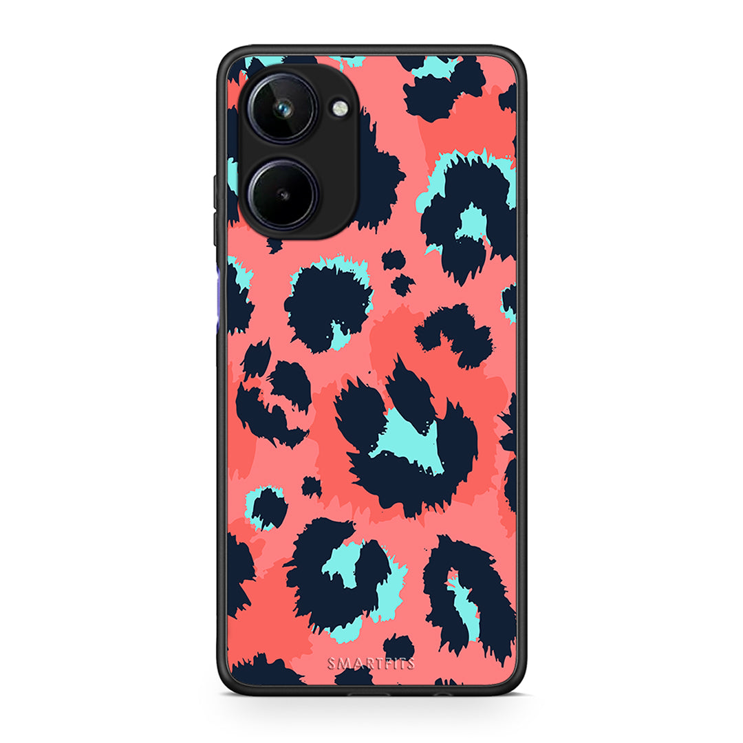 Θήκη Realme 10 Animal Pink Leopard από τη Smartfits με σχέδιο στο πίσω μέρος και μαύρο περίβλημα | Realme 10 Animal Pink Leopard Case with Colorful Back and Black Bezels