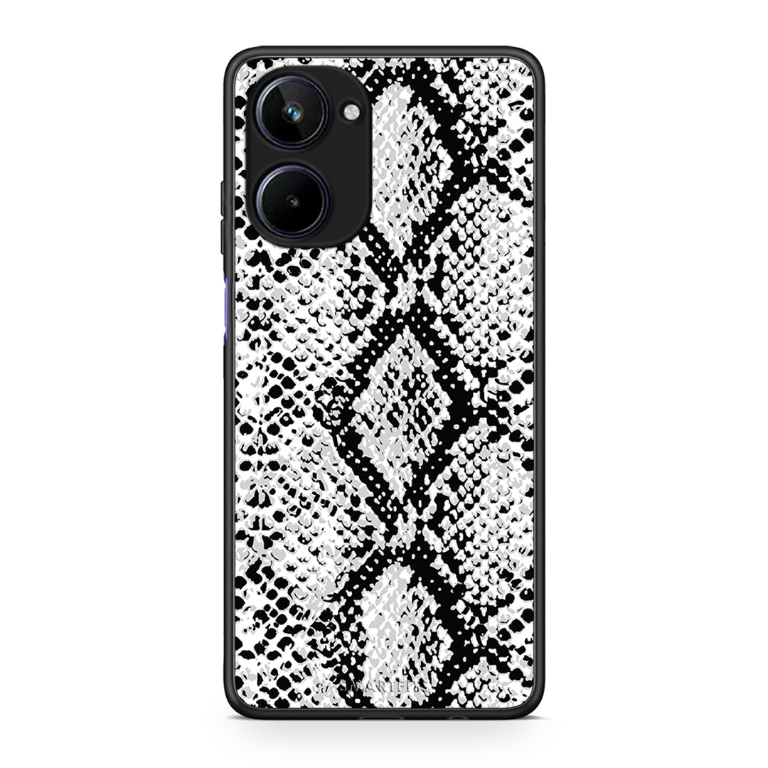 Θήκη Realme 10 Animal White Snake από τη Smartfits με σχέδιο στο πίσω μέρος και μαύρο περίβλημα | Realme 10 Animal White Snake Case with Colorful Back and Black Bezels