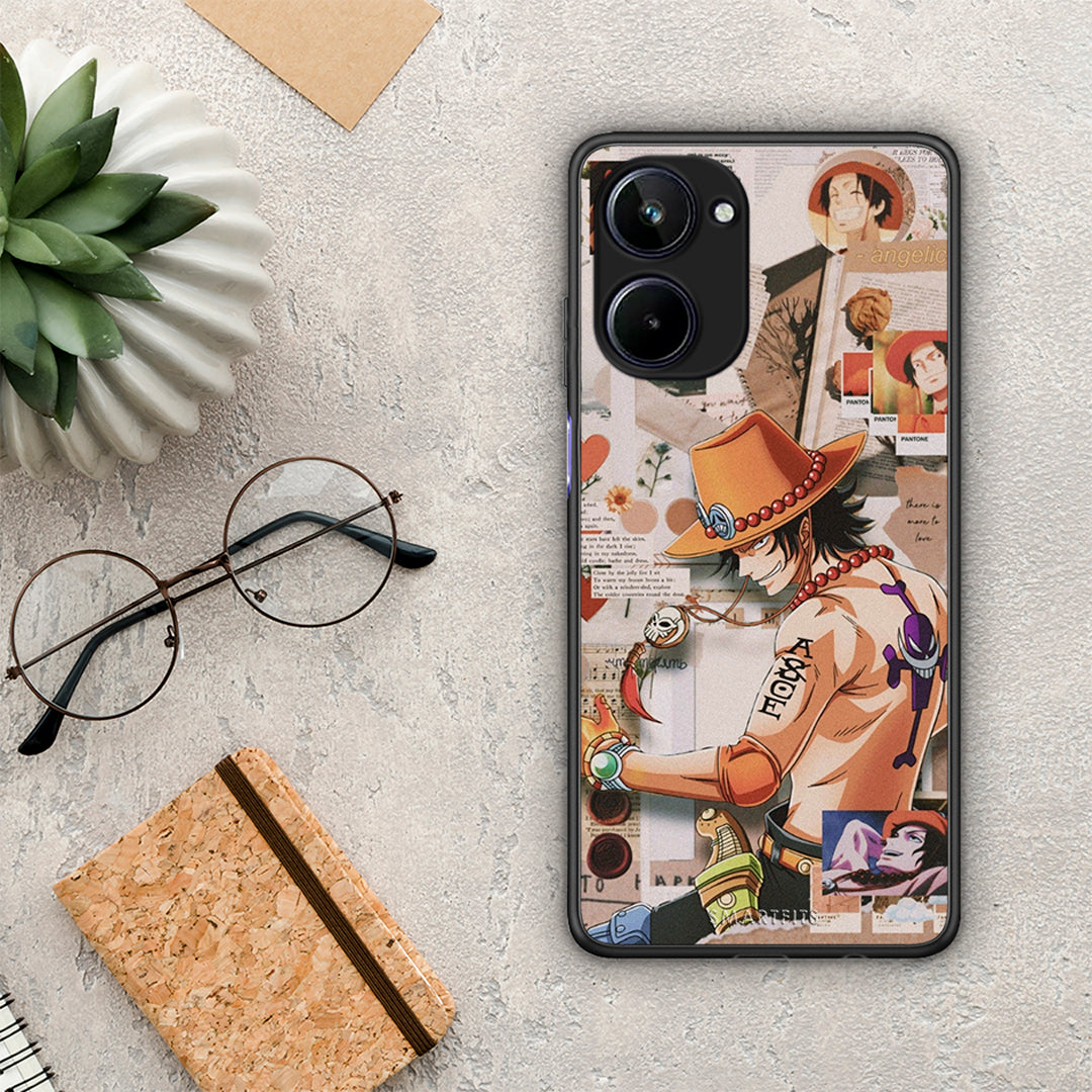 Θήκη Realme 10 Anime Collage από τη Smartfits με σχέδιο στο πίσω μέρος και μαύρο περίβλημα | Realme 10 Anime Collage Case with Colorful Back and Black Bezels