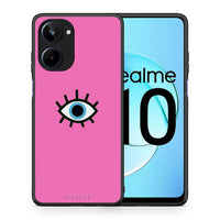 Thumbnail for Θήκη Realme 10 Blue Eye Pink από τη Smartfits με σχέδιο στο πίσω μέρος και μαύρο περίβλημα | Realme 10 Blue Eye Pink Case with Colorful Back and Black Bezels