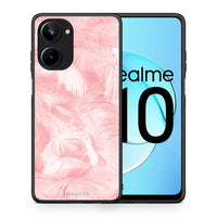 Thumbnail for Θήκη Realme 10 Boho Pink Feather από τη Smartfits με σχέδιο στο πίσω μέρος και μαύρο περίβλημα | Realme 10 Boho Pink Feather Case with Colorful Back and Black Bezels