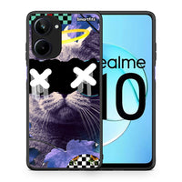 Thumbnail for Θήκη Realme 10 Cat Collage από τη Smartfits με σχέδιο στο πίσω μέρος και μαύρο περίβλημα | Realme 10 Cat Collage Case with Colorful Back and Black Bezels