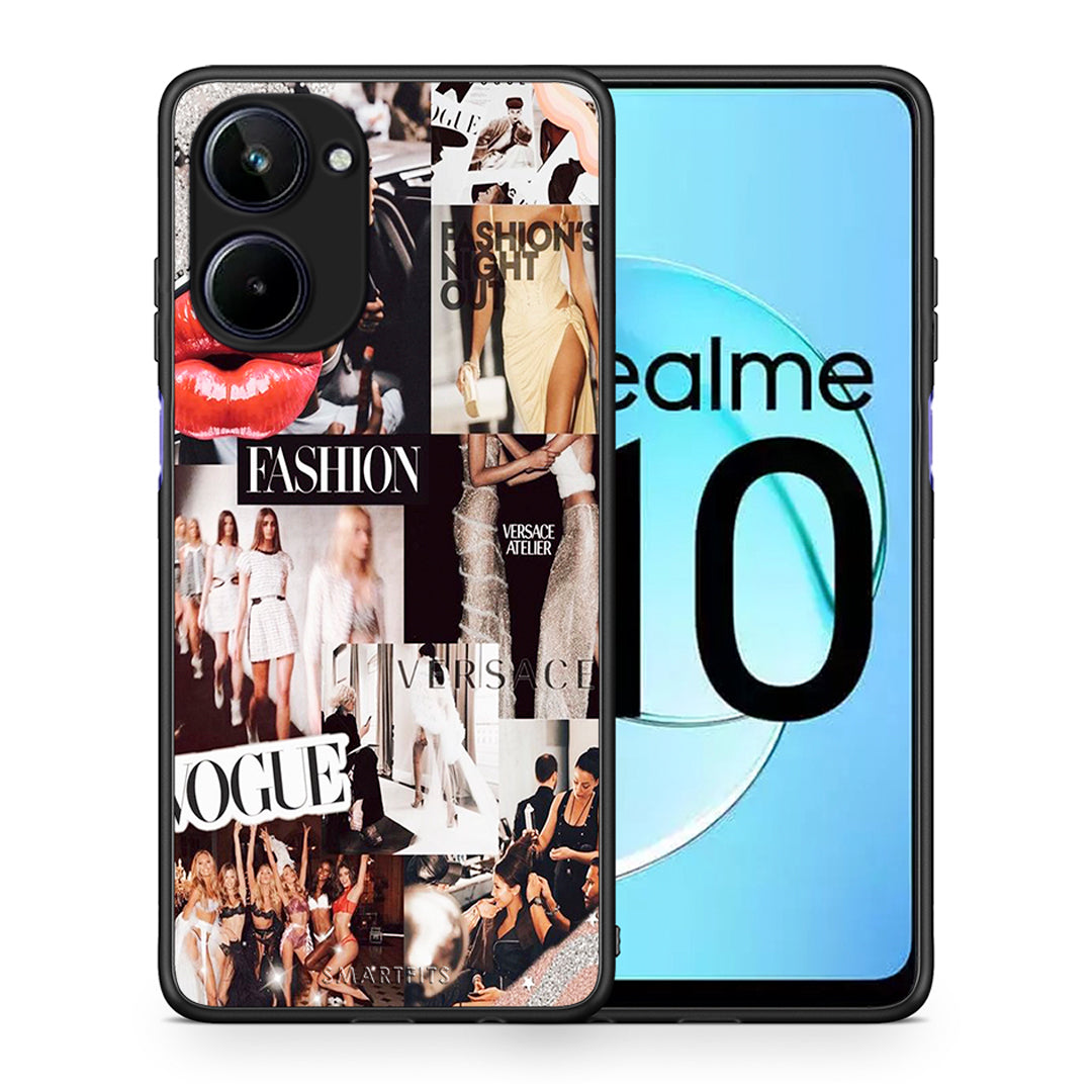 Θήκη Realme 10 Collage Fashion από τη Smartfits με σχέδιο στο πίσω μέρος και μαύρο περίβλημα | Realme 10 Collage Fashion Case with Colorful Back and Black Bezels