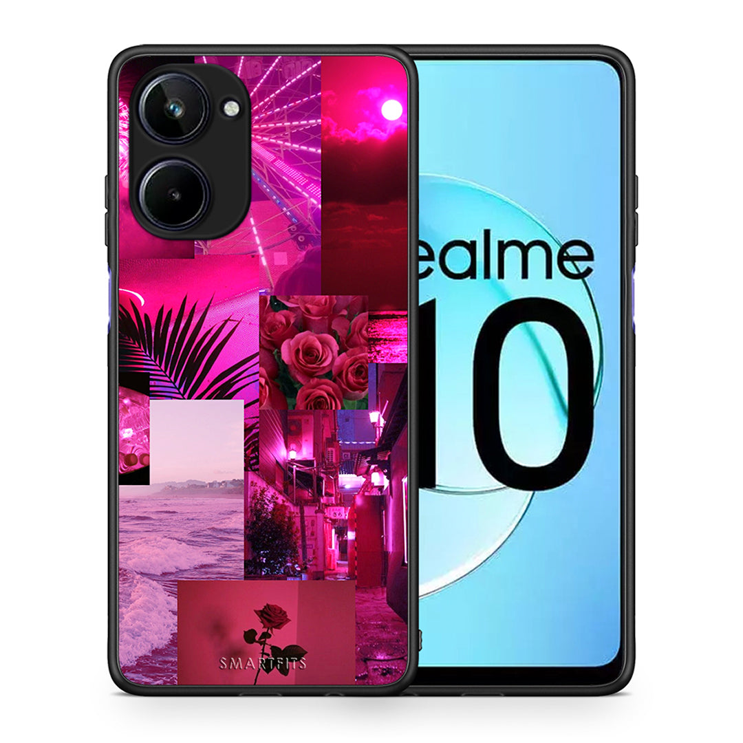 Θήκη Realme 10 Collage Red Roses από τη Smartfits με σχέδιο στο πίσω μέρος και μαύρο περίβλημα | Realme 10 Collage Red Roses Case with Colorful Back and Black Bezels