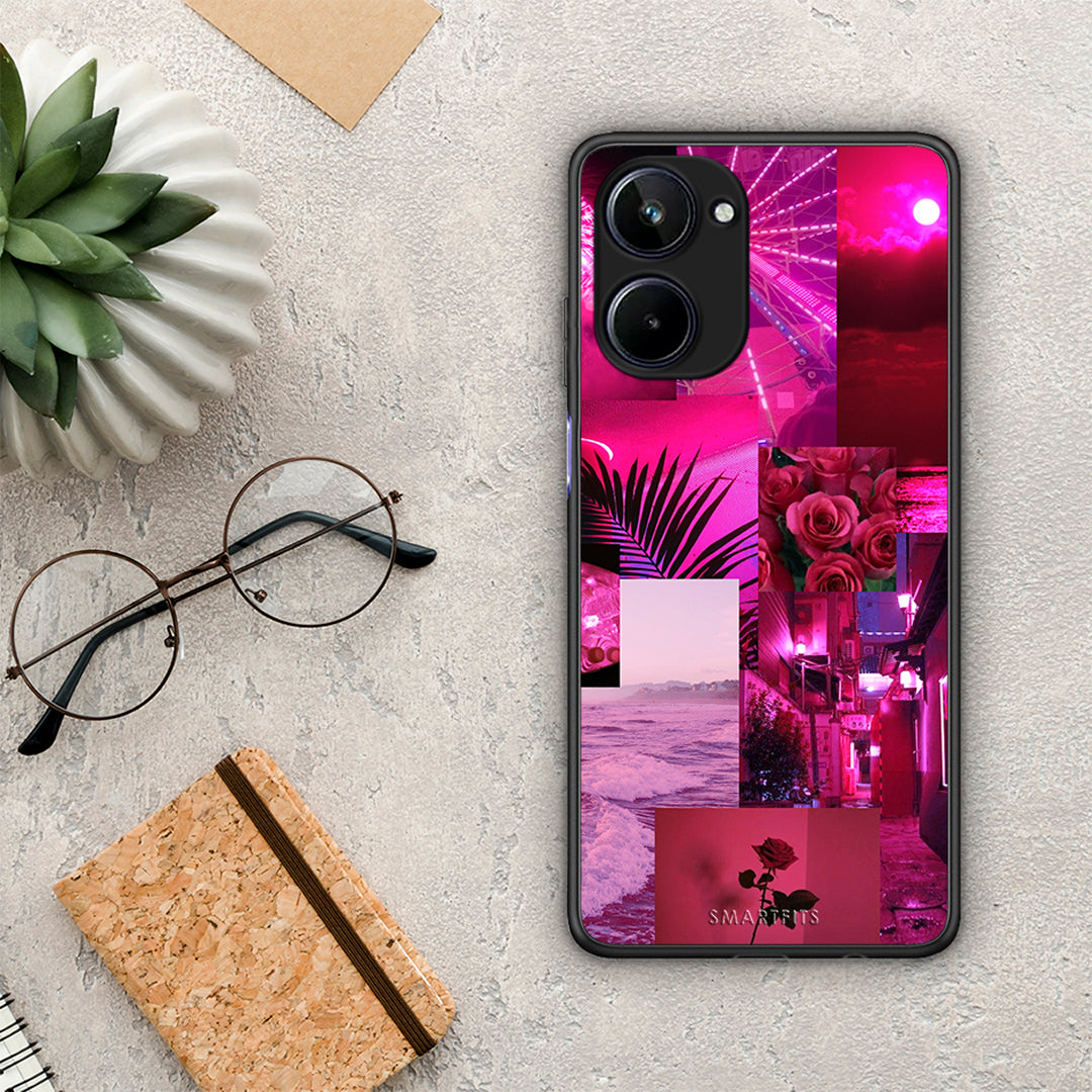 Θήκη Realme 10 Collage Red Roses από τη Smartfits με σχέδιο στο πίσω μέρος και μαύρο περίβλημα | Realme 10 Collage Red Roses Case with Colorful Back and Black Bezels