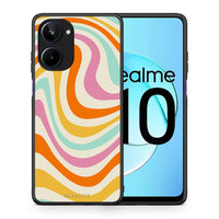 Thumbnail for Θήκη Realme 10 Colourful Waves από τη Smartfits με σχέδιο στο πίσω μέρος και μαύρο περίβλημα | Realme 10 Colourful Waves Case with Colorful Back and Black Bezels