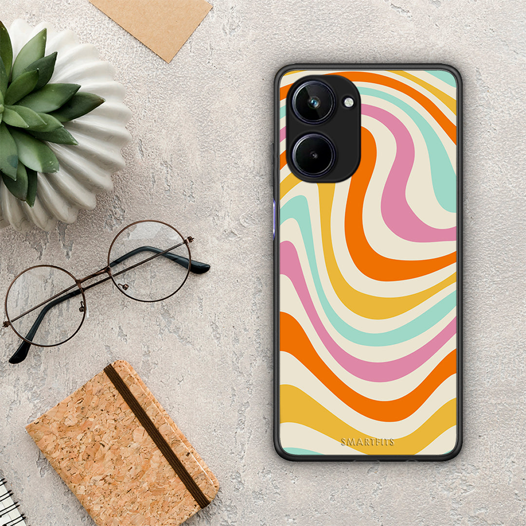 Θήκη Realme 10 Colourful Waves από τη Smartfits με σχέδιο στο πίσω μέρος και μαύρο περίβλημα | Realme 10 Colourful Waves Case with Colorful Back and Black Bezels