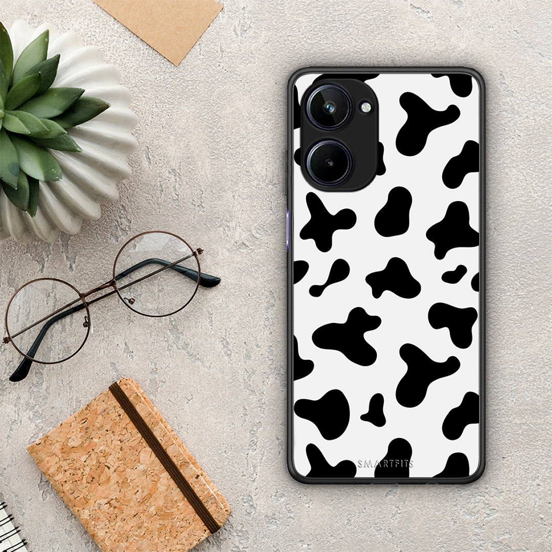 Θήκη Realme 10 Cow Print από τη Smartfits με σχέδιο στο πίσω μέρος και μαύρο περίβλημα | Realme 10 Cow Print Case with Colorful Back and Black Bezels
