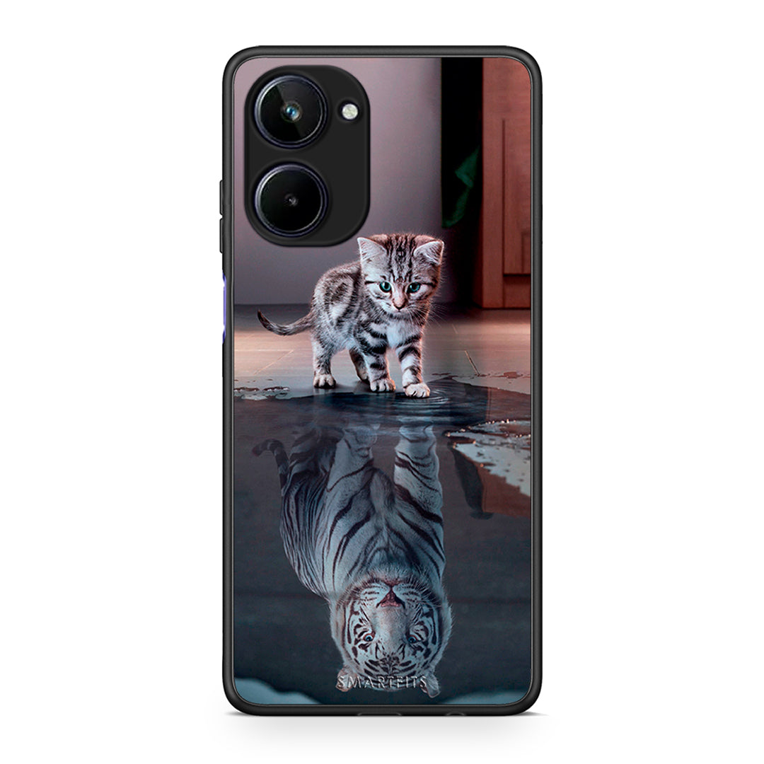 Θήκη Realme 10 Cute Tiger από τη Smartfits με σχέδιο στο πίσω μέρος και μαύρο περίβλημα | Realme 10 Cute Tiger Case with Colorful Back and Black Bezels