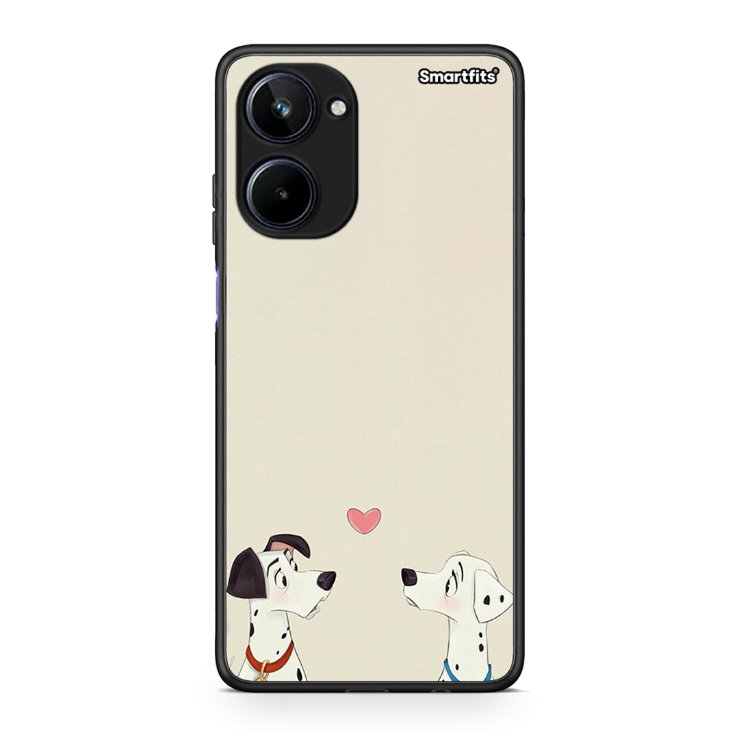 Θήκη Realme 10 Dalmatians Love από τη Smartfits με σχέδιο στο πίσω μέρος και μαύρο περίβλημα | Realme 10 Dalmatians Love Case with Colorful Back and Black Bezels