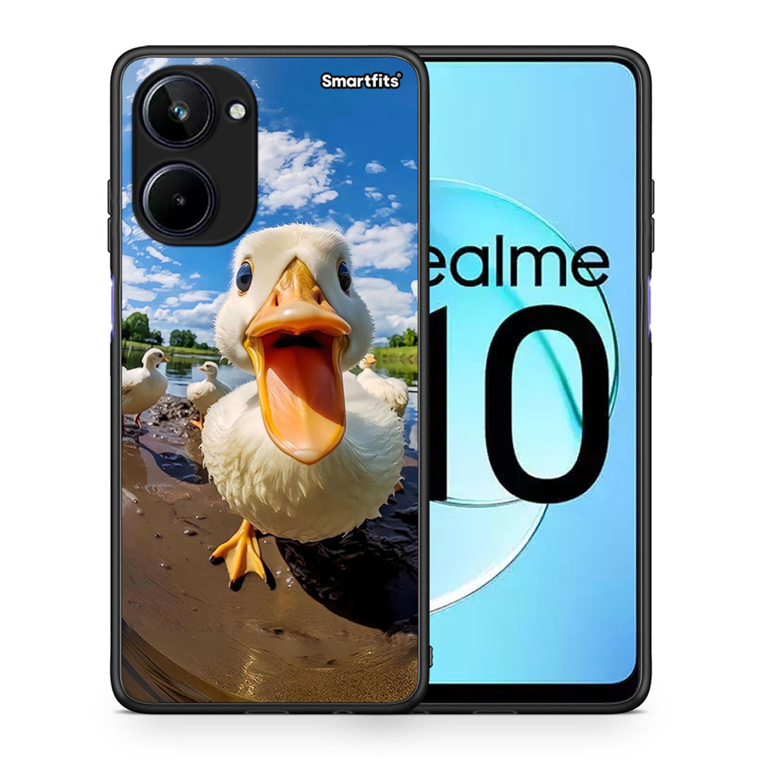 Θήκη Realme 10 Duck Face από τη Smartfits με σχέδιο στο πίσω μέρος και μαύρο περίβλημα | Realme 10 Duck Face Case with Colorful Back and Black Bezels