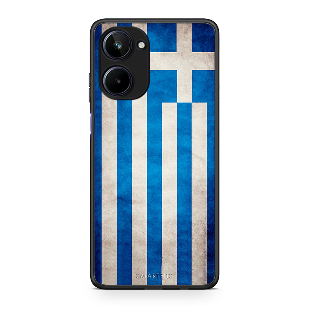 Θήκη Realme 10 Flag Greek από τη Smartfits με σχέδιο στο πίσω μέρος και μαύρο περίβλημα | Realme 10 Flag Greek Case with Colorful Back and Black Bezels