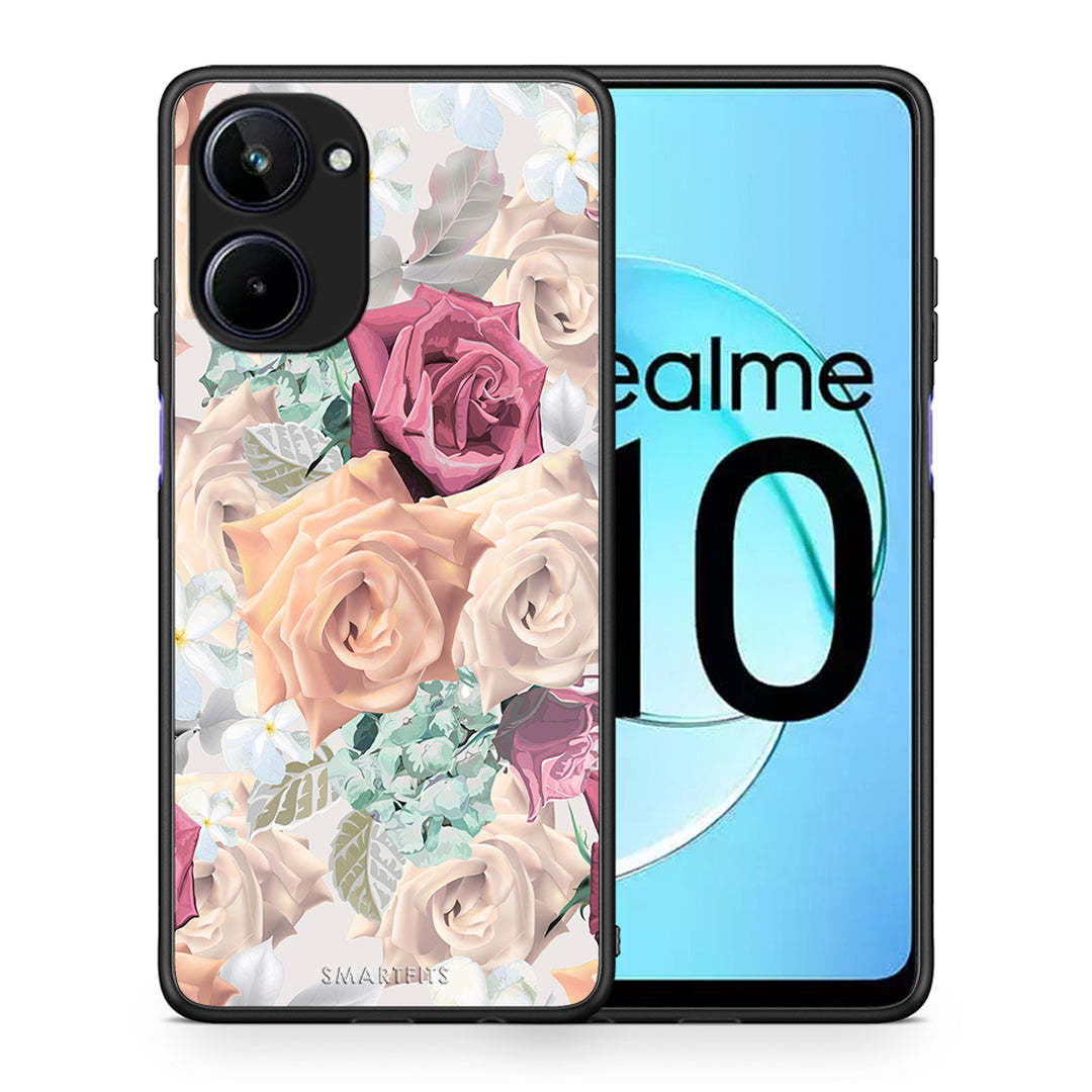 Θήκη Realme 10 Floral Bouquet από τη Smartfits με σχέδιο στο πίσω μέρος και μαύρο περίβλημα | Realme 10 Floral Bouquet Case with Colorful Back and Black Bezels