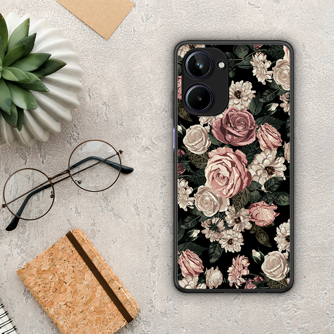 Θήκη Realme 10 Flower Wild Roses από τη Smartfits με σχέδιο στο πίσω μέρος και μαύρο περίβλημα | Realme 10 Flower Wild Roses Case with Colorful Back and Black Bezels