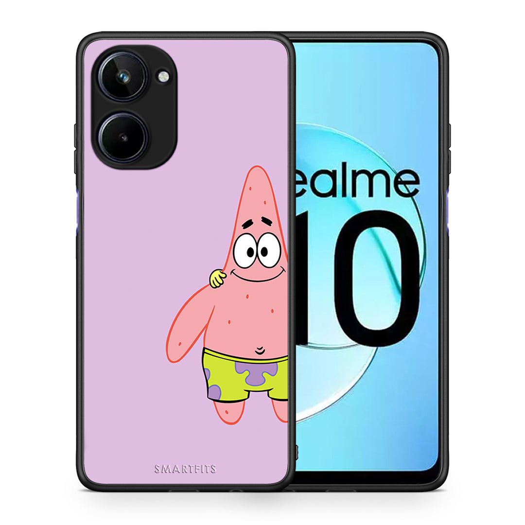 Θήκη Realme 10 Friends Patrick από τη Smartfits με σχέδιο στο πίσω μέρος και μαύρο περίβλημα | Realme 10 Friends Patrick Case with Colorful Back and Black Bezels