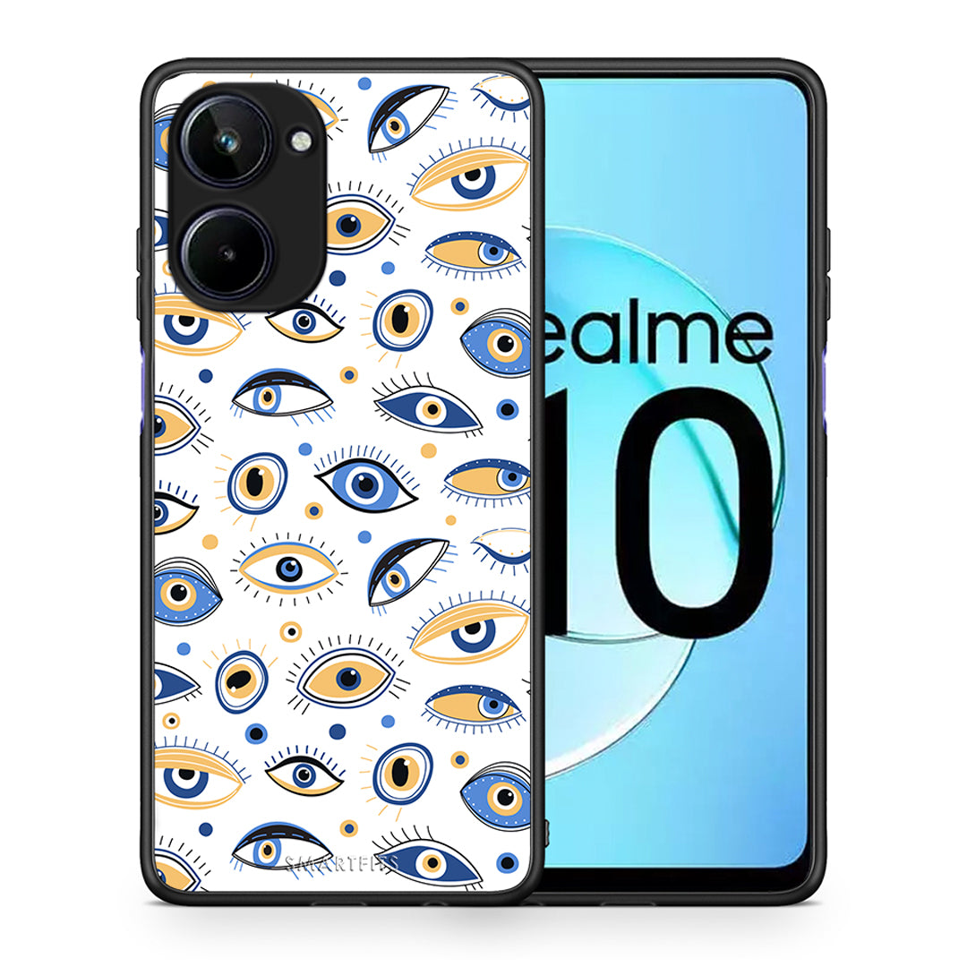 Θήκη Realme 10 Ftou Ftou από τη Smartfits με σχέδιο στο πίσω μέρος και μαύρο περίβλημα | Realme 10 Ftou Ftou Case with Colorful Back and Black Bezels