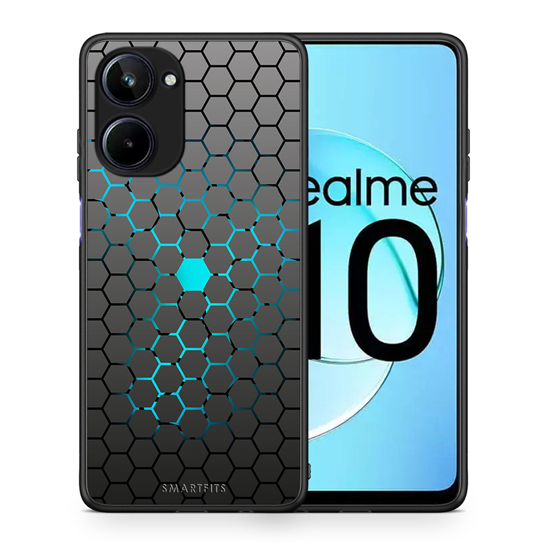 Θήκη Realme 10 Geometric Hexagonal από τη Smartfits με σχέδιο στο πίσω μέρος και μαύρο περίβλημα | Realme 10 Geometric Hexagonal Case with Colorful Back and Black Bezels