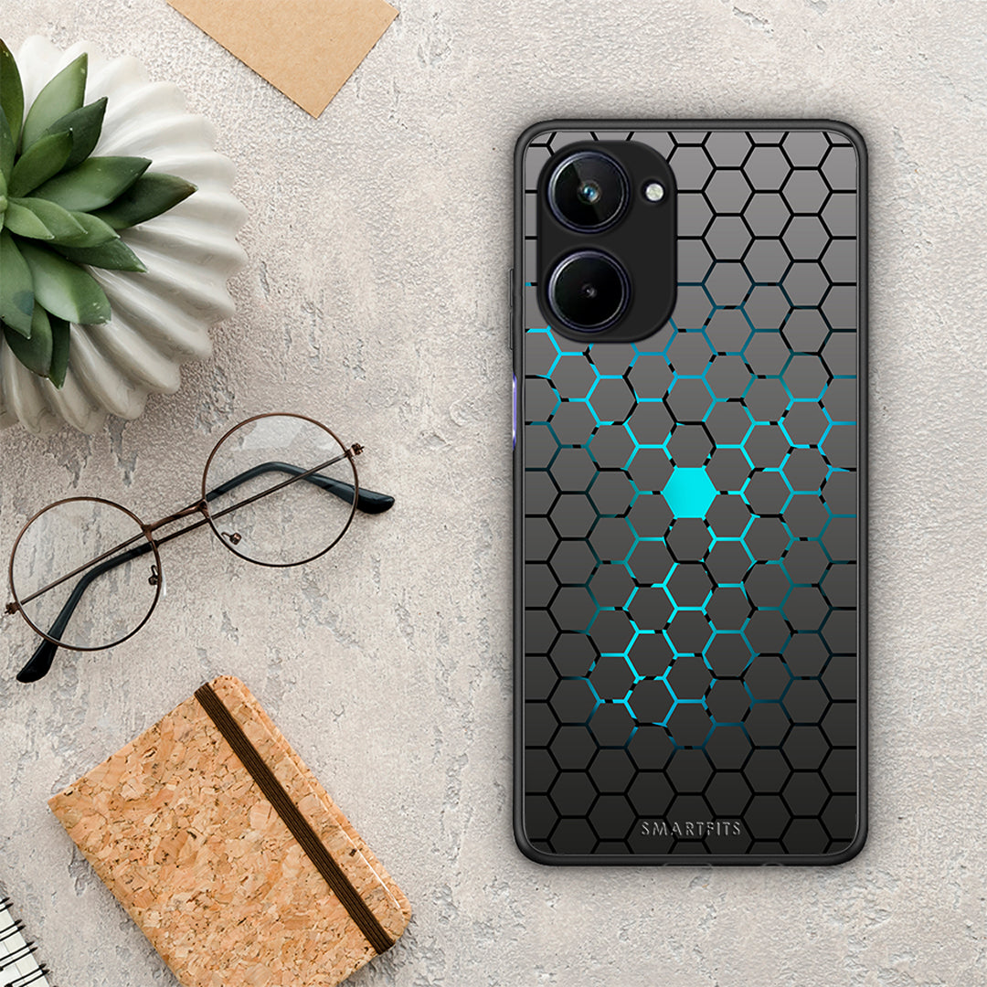 Θήκη Realme 10 Geometric Hexagonal από τη Smartfits με σχέδιο στο πίσω μέρος και μαύρο περίβλημα | Realme 10 Geometric Hexagonal Case with Colorful Back and Black Bezels