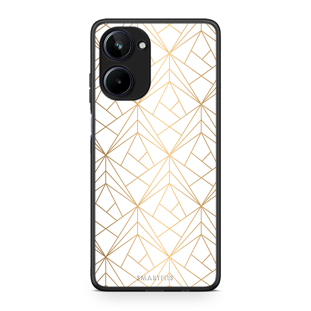 Θήκη Realme 10 Geometric Luxury White από τη Smartfits με σχέδιο στο πίσω μέρος και μαύρο περίβλημα | Realme 10 Geometric Luxury White Case with Colorful Back and Black Bezels