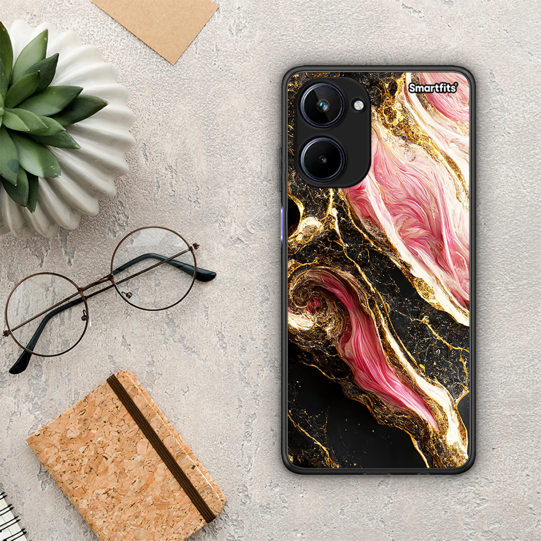 Θήκη Realme 10 Glamorous Pink Marble από τη Smartfits με σχέδιο στο πίσω μέρος και μαύρο περίβλημα | Realme 10 Glamorous Pink Marble Case with Colorful Back and Black Bezels