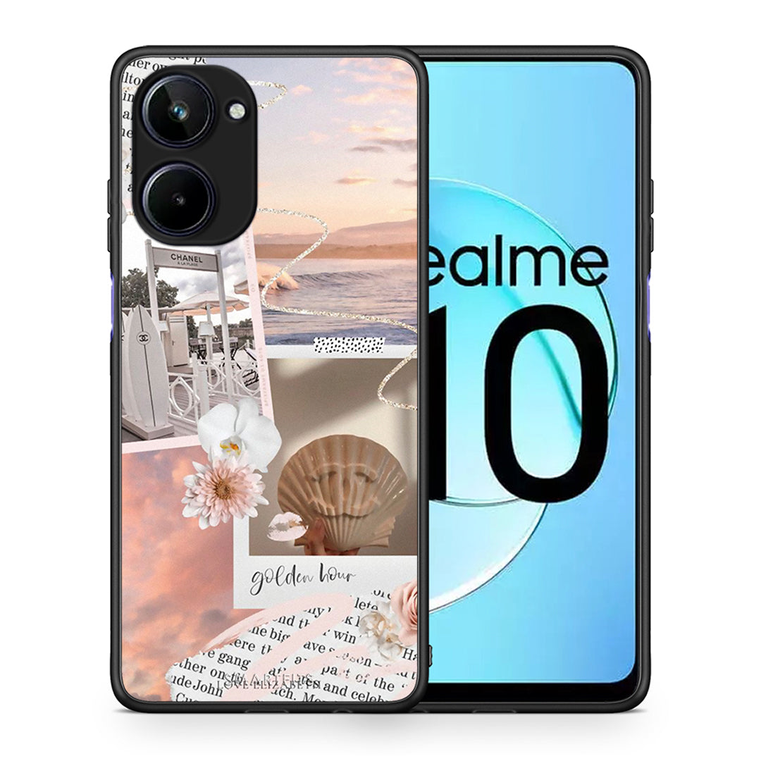 Θήκη Realme 10 Golden Hour από τη Smartfits με σχέδιο στο πίσω μέρος και μαύρο περίβλημα | Realme 10 Golden Hour Case with Colorful Back and Black Bezels