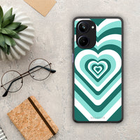 Thumbnail for Θήκη Realme 10 Green Hearts από τη Smartfits με σχέδιο στο πίσω μέρος και μαύρο περίβλημα | Realme 10 Green Hearts Case with Colorful Back and Black Bezels