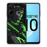 Thumbnail for Θήκη Realme 10 Green Soldier από τη Smartfits με σχέδιο στο πίσω μέρος και μαύρο περίβλημα | Realme 10 Green Soldier Case with Colorful Back and Black Bezels