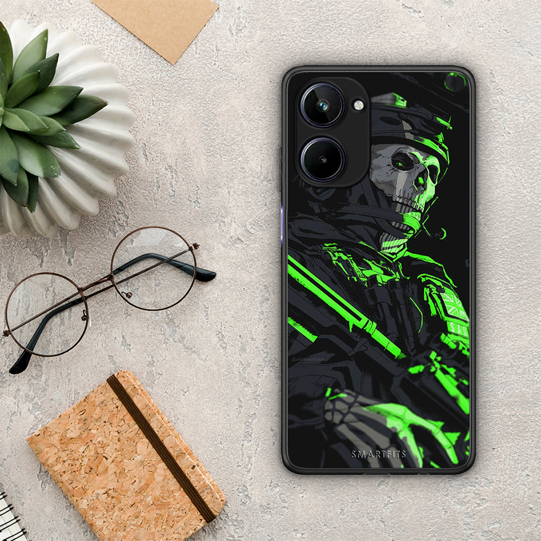 Θήκη Realme 10 Green Soldier από τη Smartfits με σχέδιο στο πίσω μέρος και μαύρο περίβλημα | Realme 10 Green Soldier Case with Colorful Back and Black Bezels