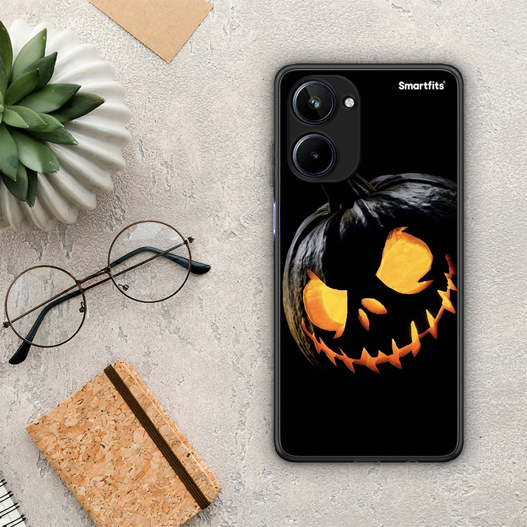 Θήκη Realme 10 Halloween Scary Pumpkin από τη Smartfits με σχέδιο στο πίσω μέρος και μαύρο περίβλημα | Realme 10 Halloween Scary Pumpkin Case with Colorful Back and Black Bezels