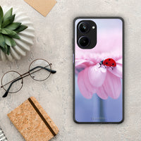 Thumbnail for Θήκη Realme 10 Ladybug Flower από τη Smartfits με σχέδιο στο πίσω μέρος και μαύρο περίβλημα | Realme 10 Ladybug Flower Case with Colorful Back and Black Bezels